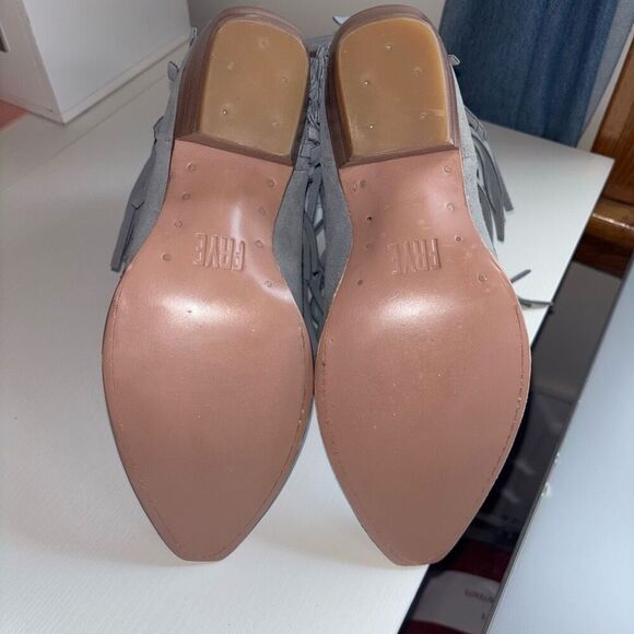 Frye Sacha Short Fringe Bootie suede leather steel Blue 6.5 - Picture 10 of 13